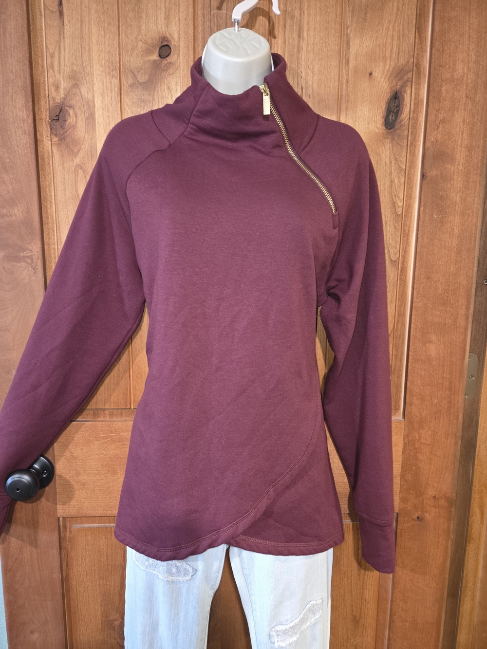 Jockey‎ Women's Burgundy Zip-Neck Pullover Sweatshirt